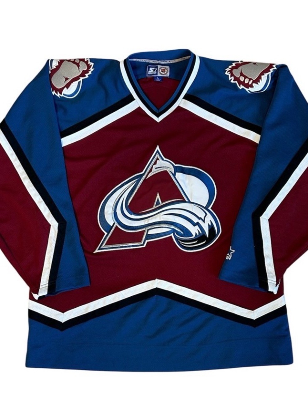 STARTER Vtg Colorado Avalanche Mens Hockey Jersey Burgundy/Blue 1990s size Large